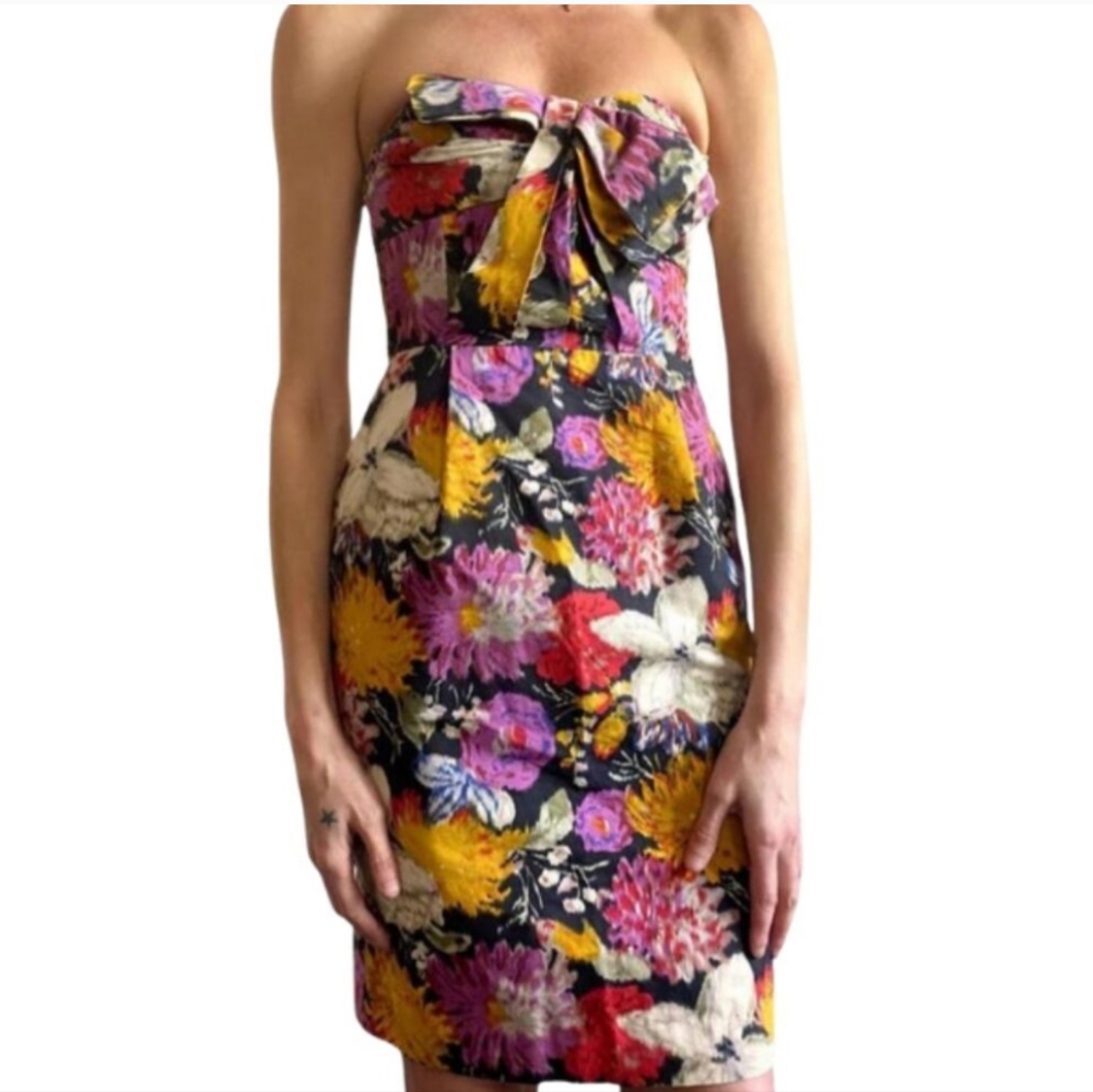Moulinette Soeurs Strapless Mini Dress Floral Tropical Sz 2 Anthropologie